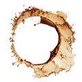 Artistic coffee splash and stain on white background.
