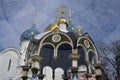 Artistic collage. Trinity Sergius Lavra in Russia. Color winter photo. Royalty Free Stock Photo