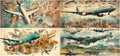 Artistic collage of world travel by plane Beautiful illustrations depicting different destinations A unique and creative way to