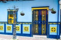 Artistic and colonial home in Latin America. Window and door vivid color Royalty Free Stock Photo