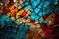 Artistic and colorful cracked glass texture with abstract shapes and lines Royalty Free Stock Photo