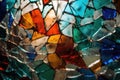 Artistic and colorful cracked glass texture with abstract shapes and lines Royalty Free Stock Photo