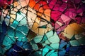 Artistic and colorful cracked glass texture with abstract shapes and lines Royalty Free Stock Photo