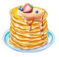 Artistic colorful drawing of a tasty pancakes