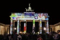 Artistic colorful illumination of the Brandenburg Gate
