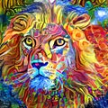 Artistic and Colorful Lion Portrait Painting