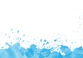 Artistic colorfull blue watercolor paint border paint with splash effect and blank white copy space above Royalty Free Stock Photo