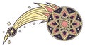 Artistic Comet with Mandala Inspired Tail, Cosmic Design, vector design Generative AI Royalty Free Stock Photo