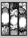 Artistic Comic-Style Explosion Panels Featuring Dynamic Black and White Patterns Creating a Striking Visual Impact Royalty Free Stock Photo