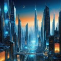 Artistic concept painting of a futuristic city or smart background