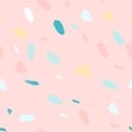 Artistic Confetti Seamless Pattern with simple hand drawn abstract textures