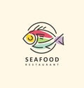 Artistic contemporary abstract colorful logo for seafood meal