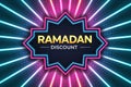 Ramadan discount sale, vibrant neon background Royalty Free Stock Photo