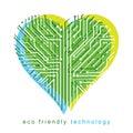 Artistic creative illustration of vector heart created in techno