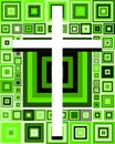 Artistic Cross on colorful background with squares