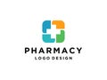 Artistic Cross Pharmacy Medical Hospital Pattern logo design inspiration. Usable for Business and Branding Logos. Flat Vector Logo