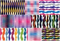 Artistic curve lines seamless patterns set, abstract colorful vector backgrounds collection. Usable for Royalty Free Stock Photo