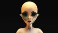 3D animation of a morphing alien face