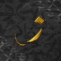 Deconstructed 3D Gold Arabic Calligraphy \'Zaa\' on black Texture Royalty Free Stock Photo