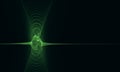 Artistic 3d illustration of green glowing springs, spirals, vibration and penetration of multilayered dimension into luminous core Royalty Free Stock Photo