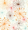 Artistic decorative drawn background with round fantasy shapes, flowers. Vector abstract pattern.