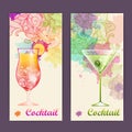 Artistic decorative watercolor cocktail poster Royalty Free Stock Photo