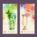 Artistic decorative watercolor cocktail poster