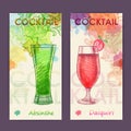 Artistic decorative watercolor cocktail poster. Royalty Free Stock Photo