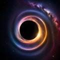 An artistic depiction of a black hole in space.