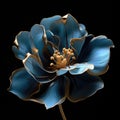 Artistic depiction of a blue-toned flower with translucent petals on a dark background Royalty Free Stock Photo