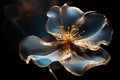 Artistic depiction of a blue-toned flower with translucent petals on a dark background Royalty Free Stock Photo