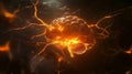 Artistic depiction of glowing neurons in the human brain highlighting complex neural interactions