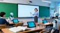 Smart Classroom with AI Tutors and Interactive Learning Tools Royalty Free Stock Photo