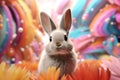 Artistic depiction of a rabbit against a