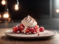 Artistic Dessert Plating By A Creative Chef With Striking Volumetric Lighting. Generative AI Royalty Free Stock Photo