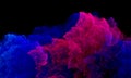 Artistic digital 3d essence, structured substance, cloud or cluster of colorful pink violet blue smoke in deep dark space.