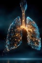 Glowing digital representation of human lungs with a neural network design Royalty Free Stock Photo