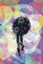 Artistic digital painting of aerosol black spray with the old style roses inside, the concept for the transition art style