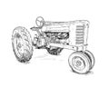 Artistic Digital Drawing Illustration of Old Tractor