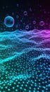 Abstract Digital Network with Bubbles - Neon Background Royalty Free Stock Photo