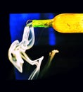 Artistic digital wine bottle and smoke