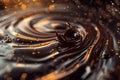 An artistic display of chocolate swirls on a deep, dark background, emphasizing the Royalty Free Stock Photo