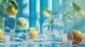 Lemons and Ice Cubes in Artistic Display