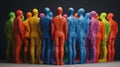 Artistic display of a multicolored group of people figures, celebrating diversity