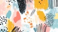 Artistic doodle art header with a mix of bold shapes and textured patterns, using a combination of