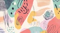 An artistic doodle art header with a variety of whimsical shapes and intricate textures, set