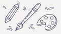 Artistic Drawing Painting Kit, Creativity Learning Tools Vector, vector design Generative AI Royalty Free Stock Photo