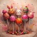 Artistic Easter Cake Pops with Fun Designs Royalty Free Stock Photo