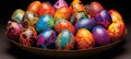 Artistic egg decorating technique with wax and rubber bands for intricate pattern dyeing Royalty Free Stock Photo