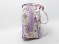 Artistic Elegant Modern Beautiful Cute Fabric Female Purse with Colorful Floral Retro Pattern Design in White Isolated 03